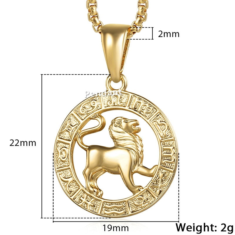 Hot Sale 12 Constellations Zodiac Sign Gold Pendant Necklace for Women Men Fashion Gift Dropshipping Jewelry GPM24B-10