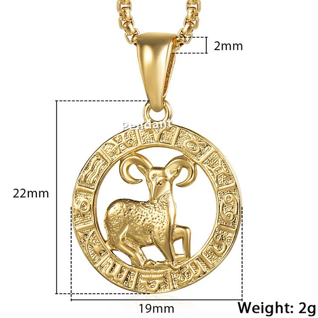 Hot Sale 12 Constellations Zodiac Sign Gold Pendant Necklace for Women Men Fashion Gift Dropshipping Jewelry GPM24B-13