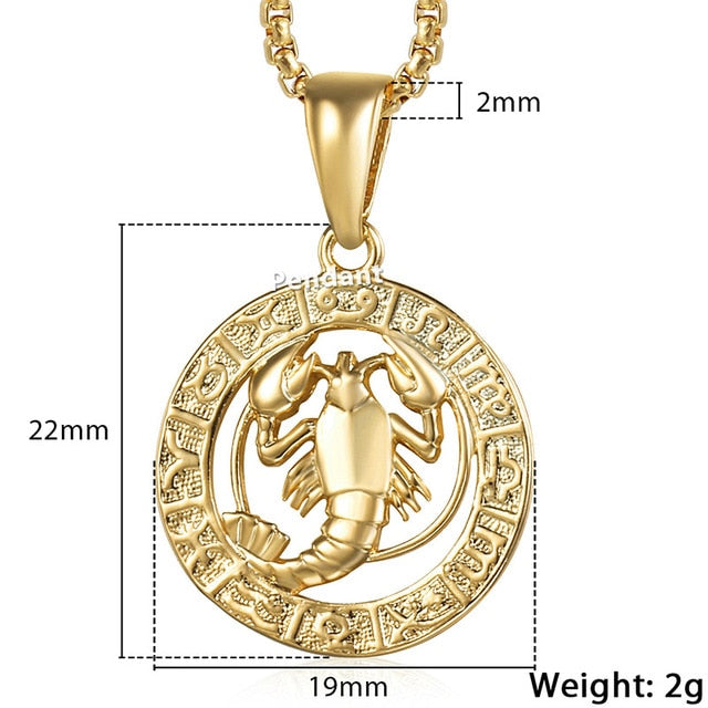 Hot Sale 12 Constellations Zodiac Sign Gold Pendant Necklace for Women Men Fashion Gift Dropshipping Jewelry GPM24B-8