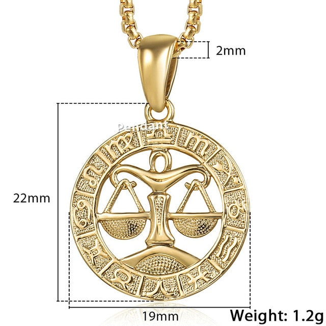 Hot Sale 12 Constellations Zodiac Sign Gold Pendant Necklace for Women Men Fashion Gift Dropshipping Jewelry GPM24B-1