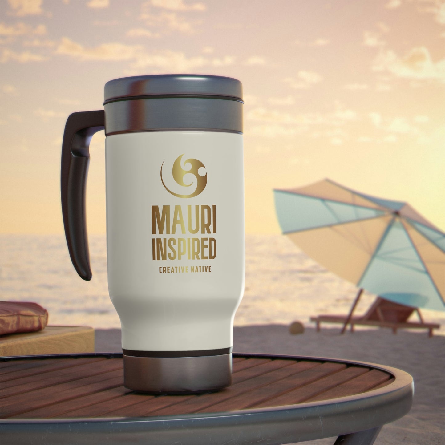 Mauri Inspired - Travel Mug with Handle, 14oz