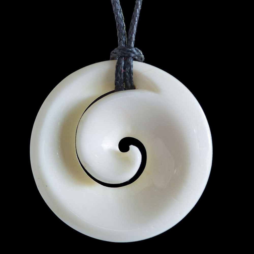 Small Hei Koru Bone Pendant, handcrafted necklace-0