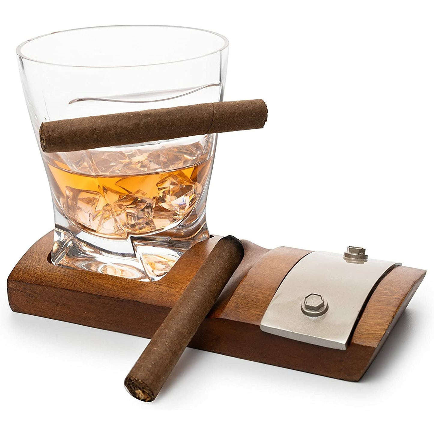 The Wine Savant Glass & Coaster & with A Unique Whiskey Glass Slot to Hold Item, Whiskey Glass Gift Set, Item Rest, Accessory Set Gift for Dad, Men Home Office Decor Gifts, Fathers Day - Chirstmas-0