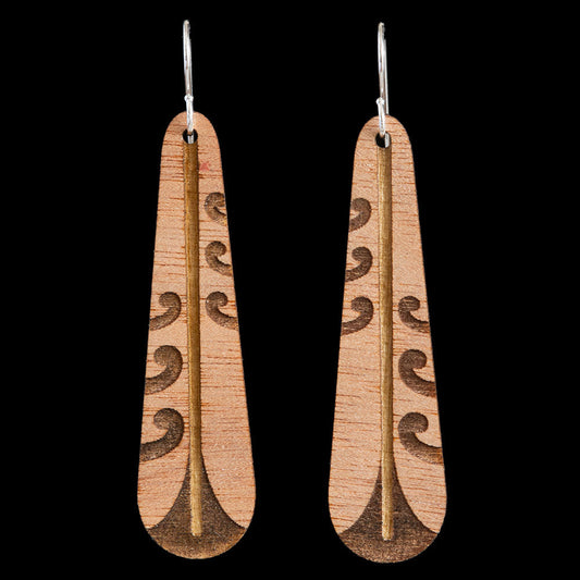Wooden Piwakawaka Feather Earrings by Kristal Thompson (3 Sizes)-0