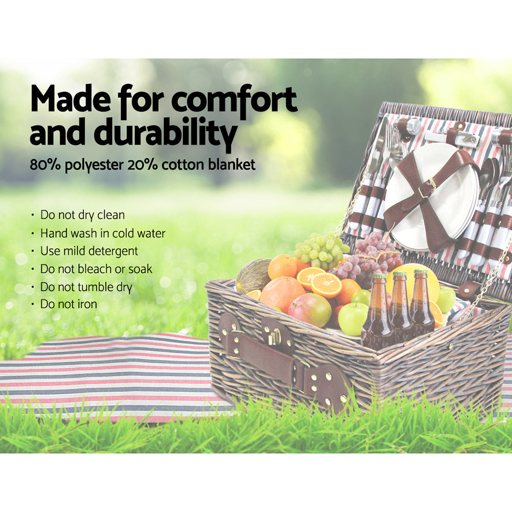 Alfresco 4 Person Picnic Basket Baskets Deluxe Outdoor Corporate Gift Blanket-5