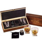 Whiskey Stones Gift Set for Men, by The Wine Savant, 6 Stainless Steel Whiskey Stones, 2 Twisted Glasses, Freezer Pouch & Special Tongs in Pinewood Box-0