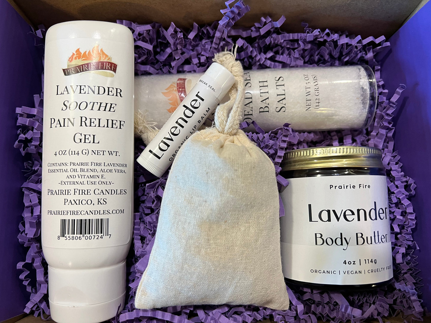 Lavender Lovers Soothe Pain Gel Luxury Gift Set Box - Kansas Gift Basket-4